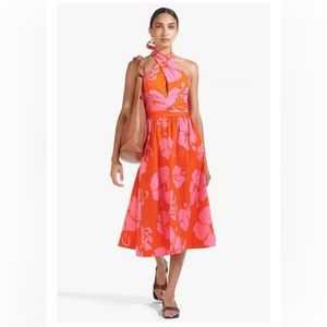 Staud Moana Floral Dress in Red Hibiscus NWOT Size 6